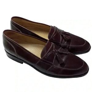 Johnston & Murphy Loafers Shoes Men 11N Burgundy Red Tassel Leather Slip On